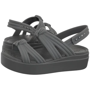 Sandały Brooklyn Knot Low Wedge Carbon 212864-0YK (CR423-c) Crocs