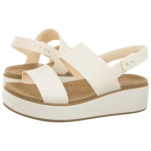 Sandały Brooklyn Matte Wrap Low Wedge Chalk/Tan 211802-00O (CR442-b) Crocs