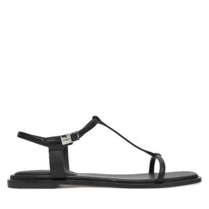 Sandały Calvin Klein Flat Sandal Squared Buckle Lth HW0HW02556 Czarny