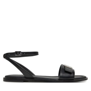 Sandały Calvin Klein Flat Sandal W/Ck Hw - Lth HW0HW02367 Czarny