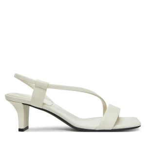 Sandały Calvin Klein Heel Sandal 50 Squared Lth HW0HW02534 Biały