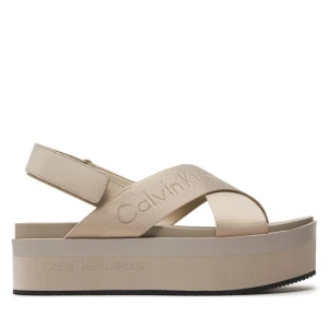 Sandały Calvin Klein Jeans Flatform Sandal Sling In Mr YW0YW01362 Beżowy