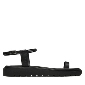 Sandały Calvin Klein Jeans Rope Toe Post Sandal Lth Mg YW0YW01893 Czarny
