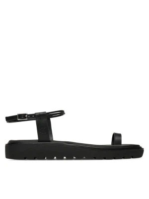 Sandały Calvin Klein Jeans Rope Toe Post Sandal Lth Mg YW0YW01893 Czarny