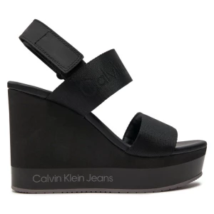 Sandały Calvin Klein Jeans Wedge Sandal Webbing In Mr YW0YW01360 Czarny