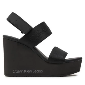 Sandały Calvin Klein Jeans Wedge Sandal Webbing In Mtl YW0YW01479 Czarny