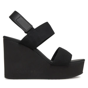 Sandały Calvin Klein Jeans Wedge Sandal Webbing In YW0YW01790 Czarny