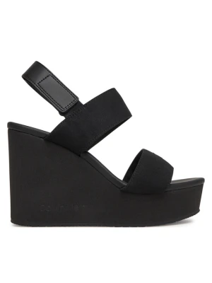 Sandały Calvin Klein Jeans Wedge Sandal Webbing In YW0YW01790 Czarny