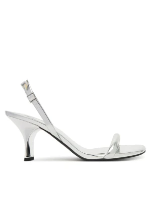 Sandały Calvin Klein Sculpt Kitt Heel Strappy Lth Met HW0HW02709 Srebrny