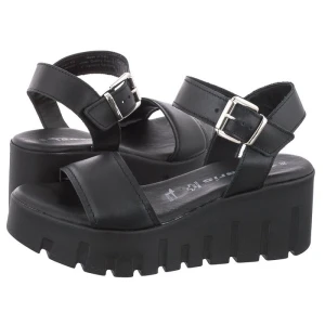 Sandały Czarne 1-28712-42 003 Black Leather (TM481-a) Tamaris