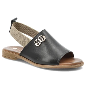 Sandały damskie Armodo, cholewka ze skóry naturalnej wsuwany fason elastyczna gumka z tyłu odkryte palce, czarne, 40473