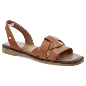 Sandały damskie Armodo, cholewka ze skóry naturalnej z krzyżującymi się paskami odkryty fason, brązowe, 40537