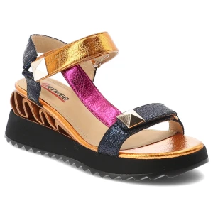 Sandały damskie Artiker, cholewka ze skóry naturalnej licowej pasek wokół kostki z regulacją na rzep, pomarańczowe, 58C1371