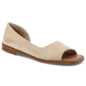 Sandały damskie Artiker, cholewka ze skóry naturalnej licowej wsuwane na płaskiej podeszwie, beżowe, 58C3443