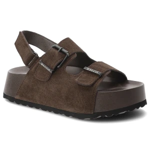 Sandały damskie Big Star, cholewka ze skóry naturalnej zamszowej z regulowanymi paskami na masywnej podeszwie o dobrej amortyzacji, brązowe, TT274236