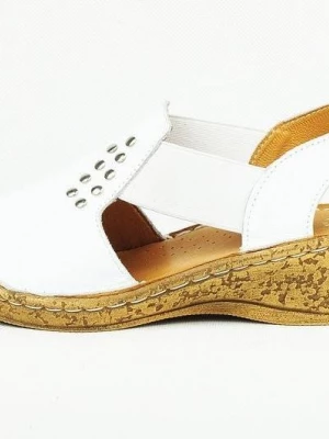 Sandały damskie komfortowe białe Łukbut Merg