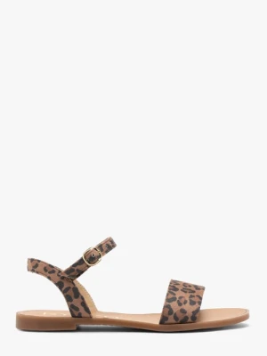 Sandały damskie płaskie w panterkę Ryłko