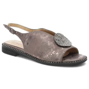 Sandały damskie S.Barski, cholewka ze skóry ekologicznej zapinane na sprzączkę, szare, KV61-6035