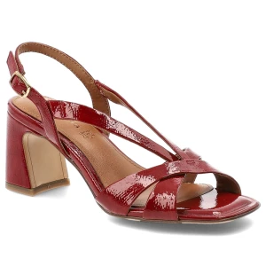 Sandały damskie Tamaris, skóra naturalna lakierowana pasek z regulacją stabilny szeroki obcas odkryte palce, czerwone, 1-28339-46 559