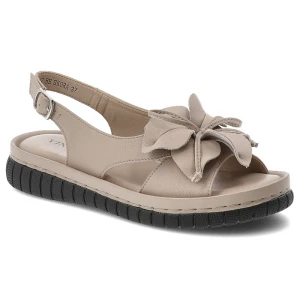 Sandały damskie Vinceza, cholewka ze skóry naturalnej licowej zapinane na sprzączkę, beżowe, 66917