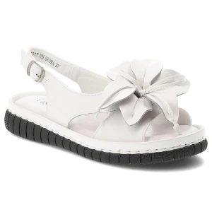 Sandały damskie Vinceza, cholewka ze skóry naturalnej ozdobna kokarda i miękka wkładka, biała, 66917