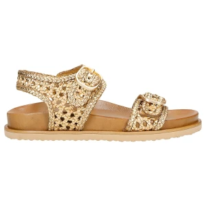 Złote ażurowe sandały damskie 76242-88 Wojas