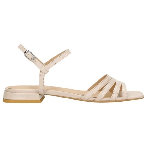 Beżowe sandały damskie na niskim szerokim obcasie 76224-54 Wojas