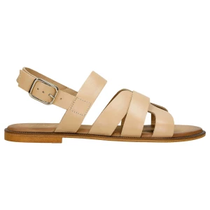 Beżowe skórzane sandały damskie z krzyżującymi się paskami 76210-54 Wojas