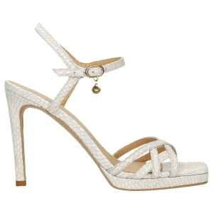 Beżowe sandały na wysokiej szpilce w tłoczony wzor 76177-54 Wojas