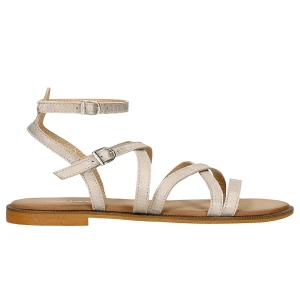 Złote sandały rzymianki damskie z cienkimi paskami 76209-58 Wojas