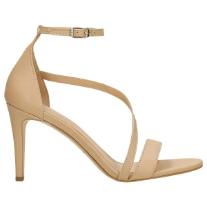 Beżowe skórzane sandały na szpilce 76188-54 Wojas