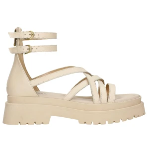 Masywne beżowe sandały damskie ze skóry 76128-54 Wojas