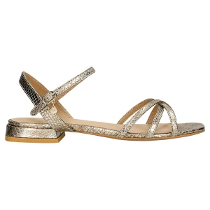 Złote sandały z tloczonej skóry 76171-58 Wojas