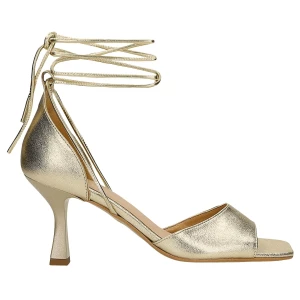 Złote sandały wiązane na kostce 76201-58 Wojas