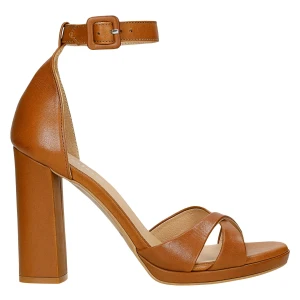 Brązowe sandały damskie na wysokim slupku 76220-53 Wojas