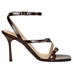 Bordowe sandały z cienkimi paskami na wysokiej szpilce 76226-36 Wojas