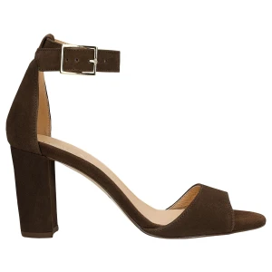 Czekoladowe damskie sandały na slupku 76246-82 Wojas