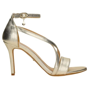 Złote sandały na szpilce z krzyżującymi się paskami 76271-58 Wojas