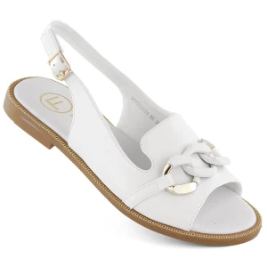 Sandały damskie z łańcuszkiem białe Filippo DS6232