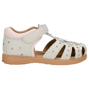 Beżowo różowe sandały dziewczęce z motywem kwiatowym Bartek 84417-54