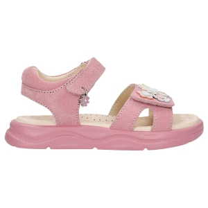 Różowe sandały dziewczęce z kwiatowymi detalami Bartek 84416-65