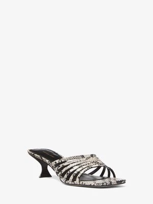 Sandały Haisley ze skóry z fakturą łuski węża na obcasie typu kaczuszka MICHAEL Michael Kors