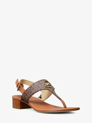 Sandały Hannah z paskami w kształcie litery T i charakterystycznym logo Michael Kors BRĄZOWY (Brązowy)