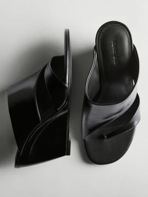 Sandały Koturny Skóra - Czarny - - Massimo Dutti - Kobieta