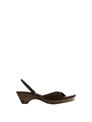 Sandały Na Drewnianym Obcasie − Limited Edition - Brązowy - - Massimo Dutti - Kobieta