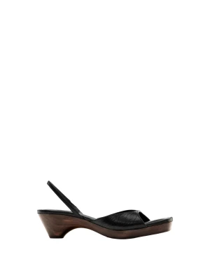 Sandały Na Drewnianym Obcasie − Limited Edition - Czarny - - Massimo Dutti - Kobieta