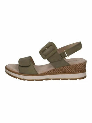 Sandały na koturnie Caprice khaki