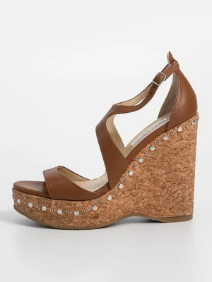 Sandały na koturnie Jimmy Choo brązowy
