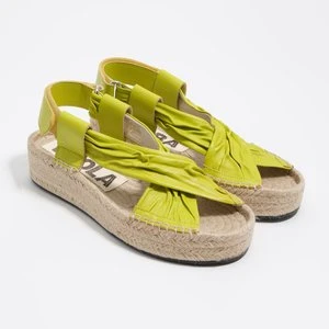 Sandały na koturnie juta skóra limonkowe BIMBA Y LOLA