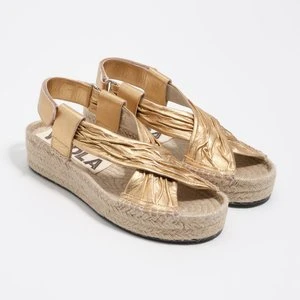 Sandały na koturnie juta skóra złote BIMBA Y LOLA
